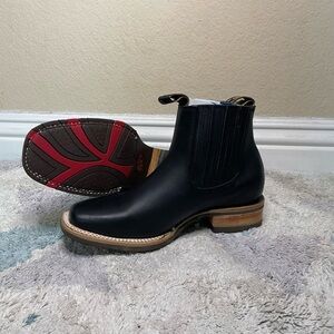 Black Cowboy Western Boots with Wooden Heel